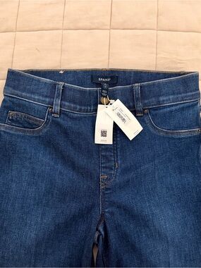 SPANX High-Rise Flare Jeans in Dark Blue Denim